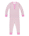Geranium Block Two Piece Kids Henley Pajamas