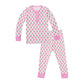 Geranium Block Two Piece Kids Henley Pajamas