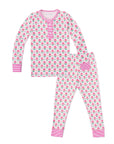 Geranium Block Two Piece Kids Henley Pajamas