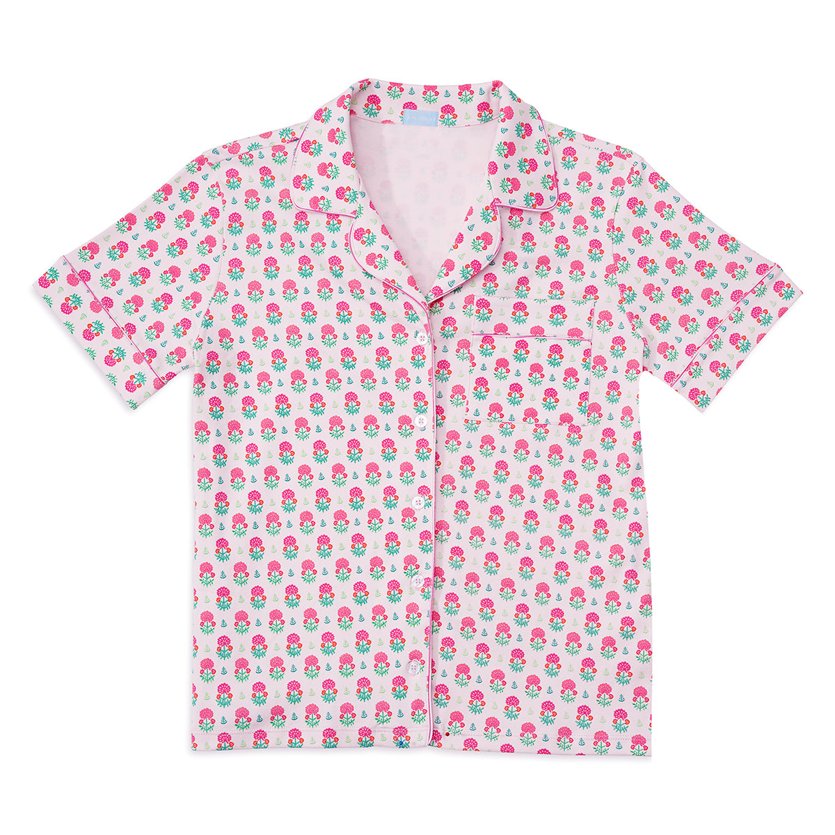 Geranium Block Women’s Button Front Short Pajama Set