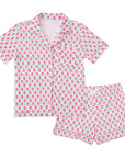 Geranium Block Women’s Button Front Short Pajama Set