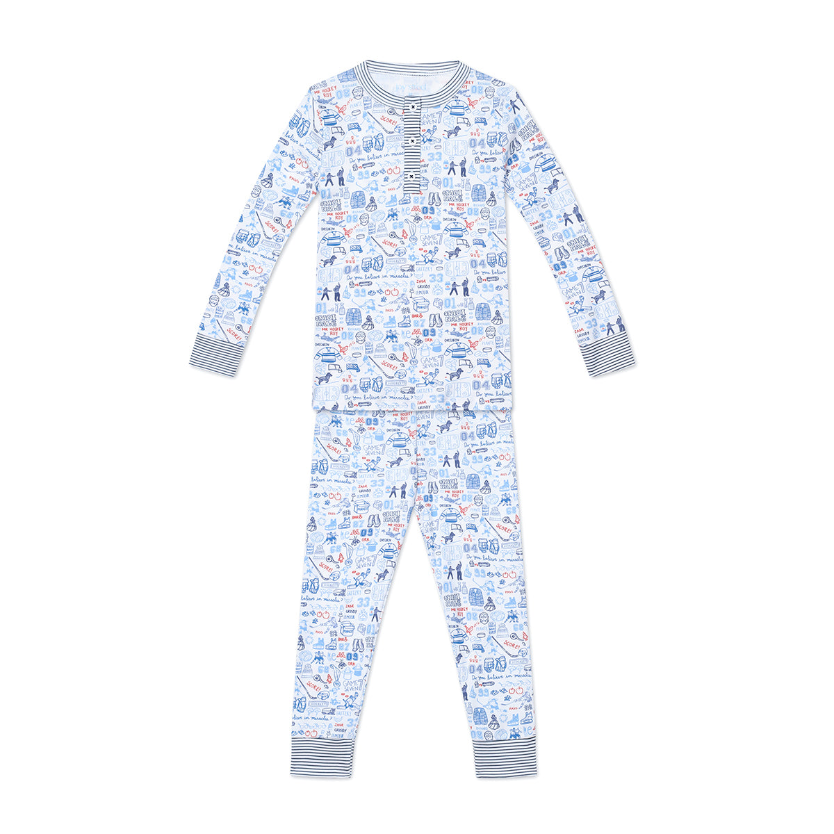 Hockey Two Piece Kids Henley Pajamas