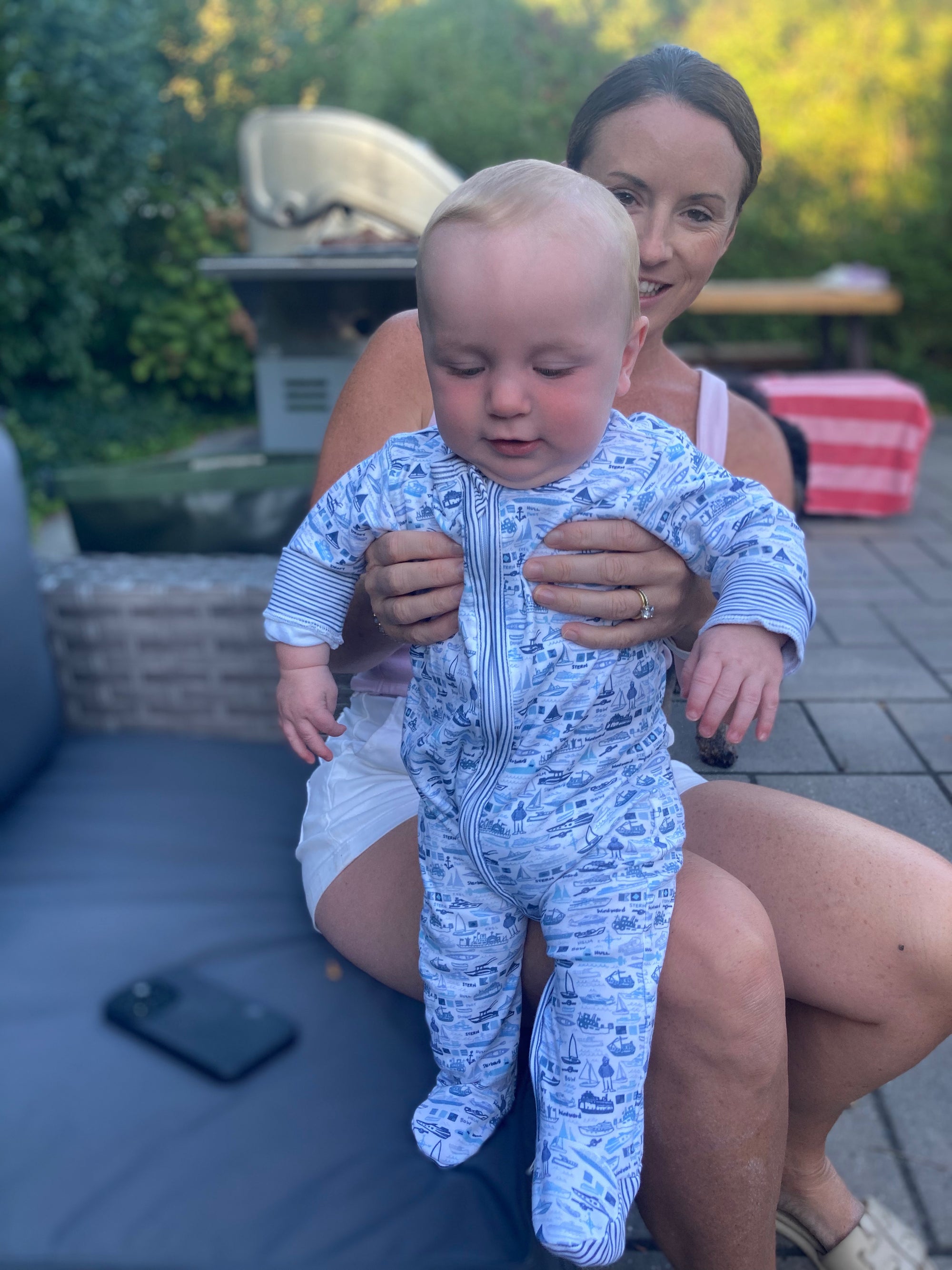 Boats Zip Baby Onesie