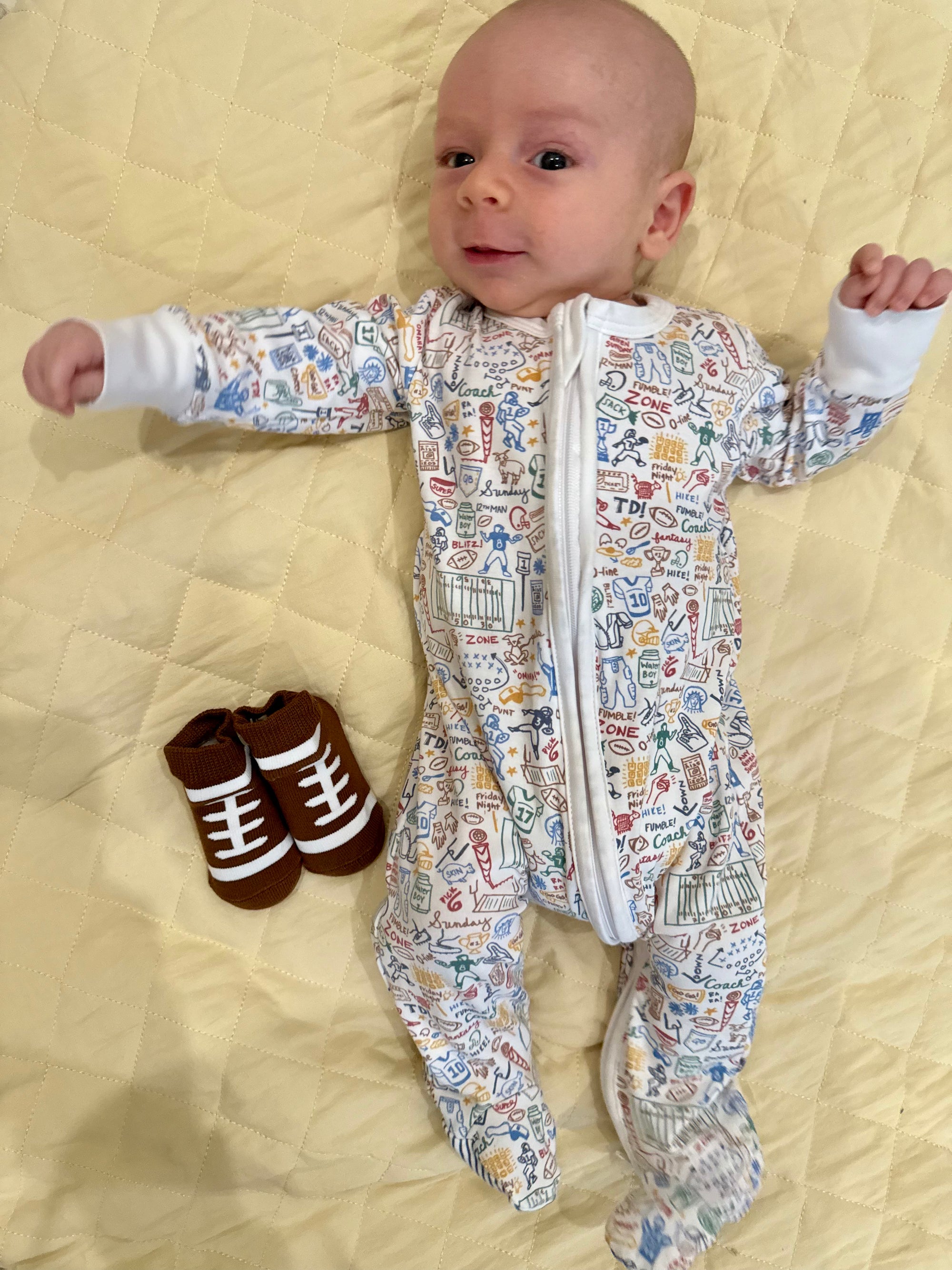 Football Zip Baby Onesie