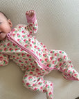 Geranium Block Zip Baby Onesie