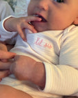 "Lil Sis" Long Sleeve Bodysuit in Pink Stripe