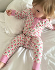 Geranium Block Two Piece Kids Henley Pajamas