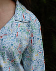 Maine Women's Button Front Long Pajama Set