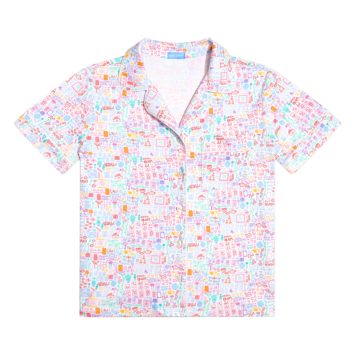 Mahjong Women's Button Front Short Pajama Set | Joy Street