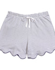 Women’s Scallop Short Pajama Set in Navy Stripe