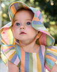 Pink Chicken Baby Girls Sun Hat in Parade Stripe