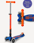 Micro Maxi Foldable LED Scooter | Neon Blaze Orange/Navy