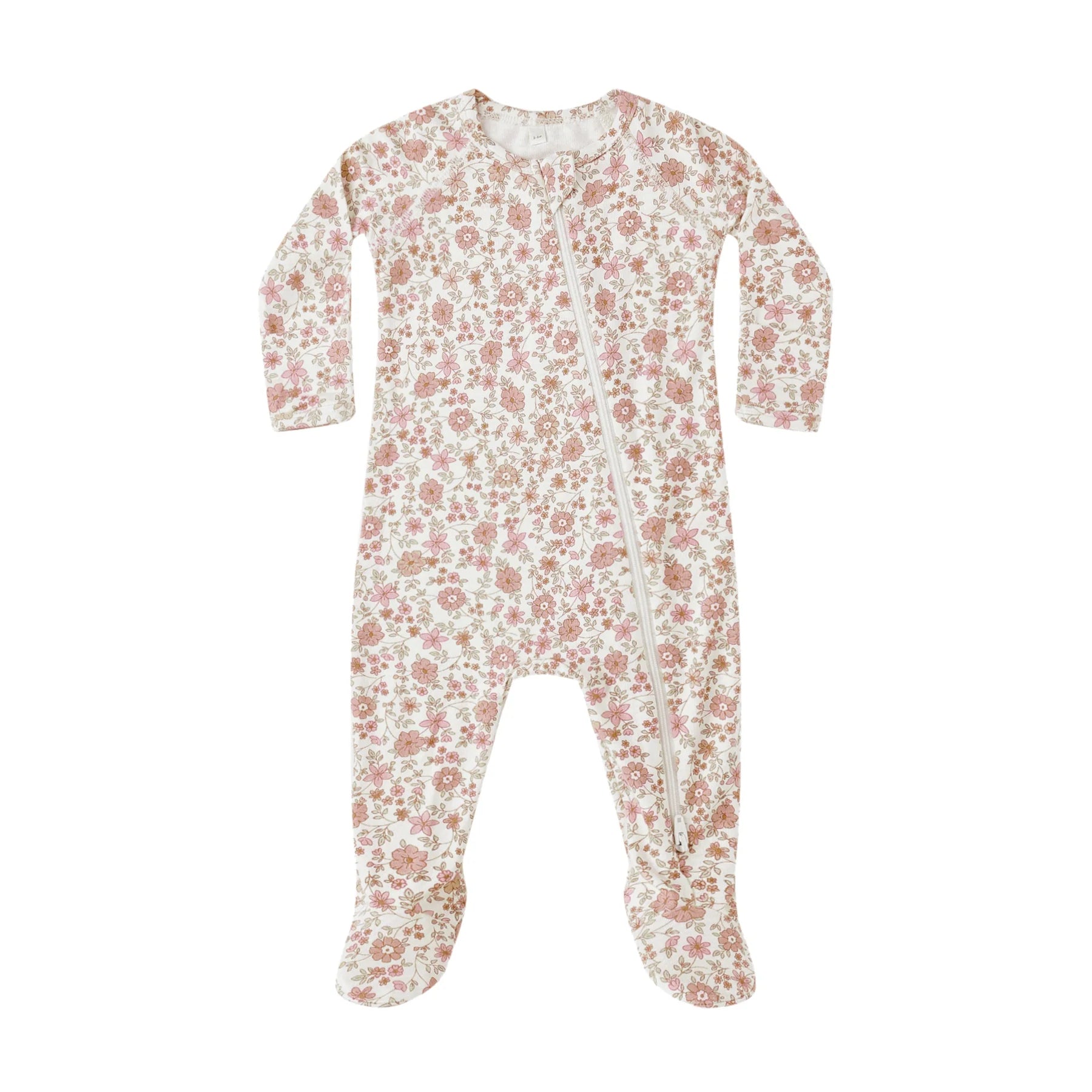 Quincy Mae Bamboo Zip Footie Bloom