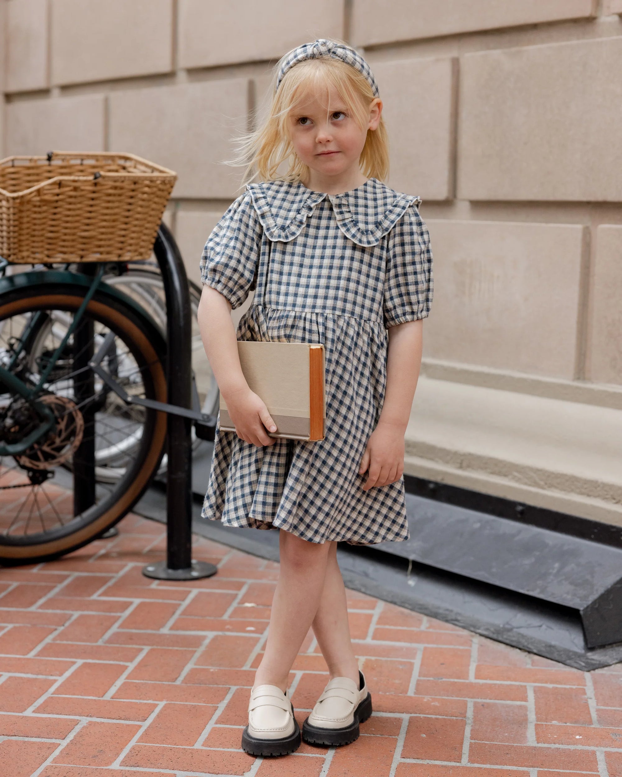 Rylee + Cru Camille Dress Navy Check