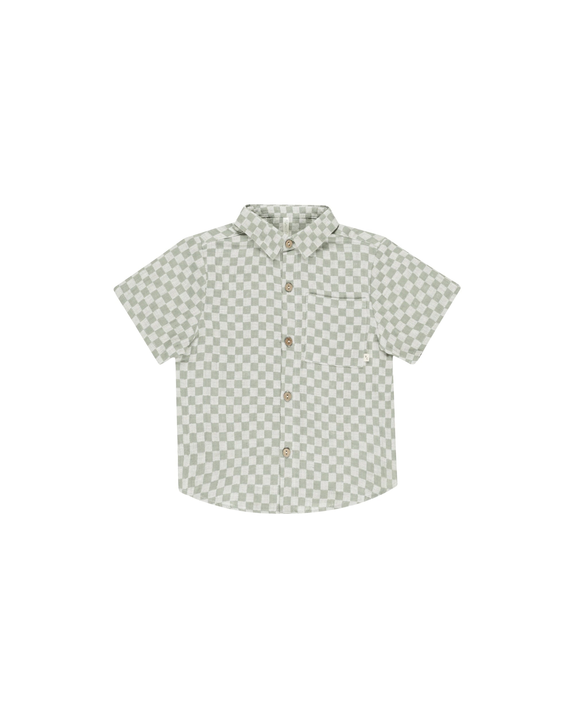 Rylee + Cru Short Sleeve Shirt, Sage Check |Mockingbird Baby & Kids
