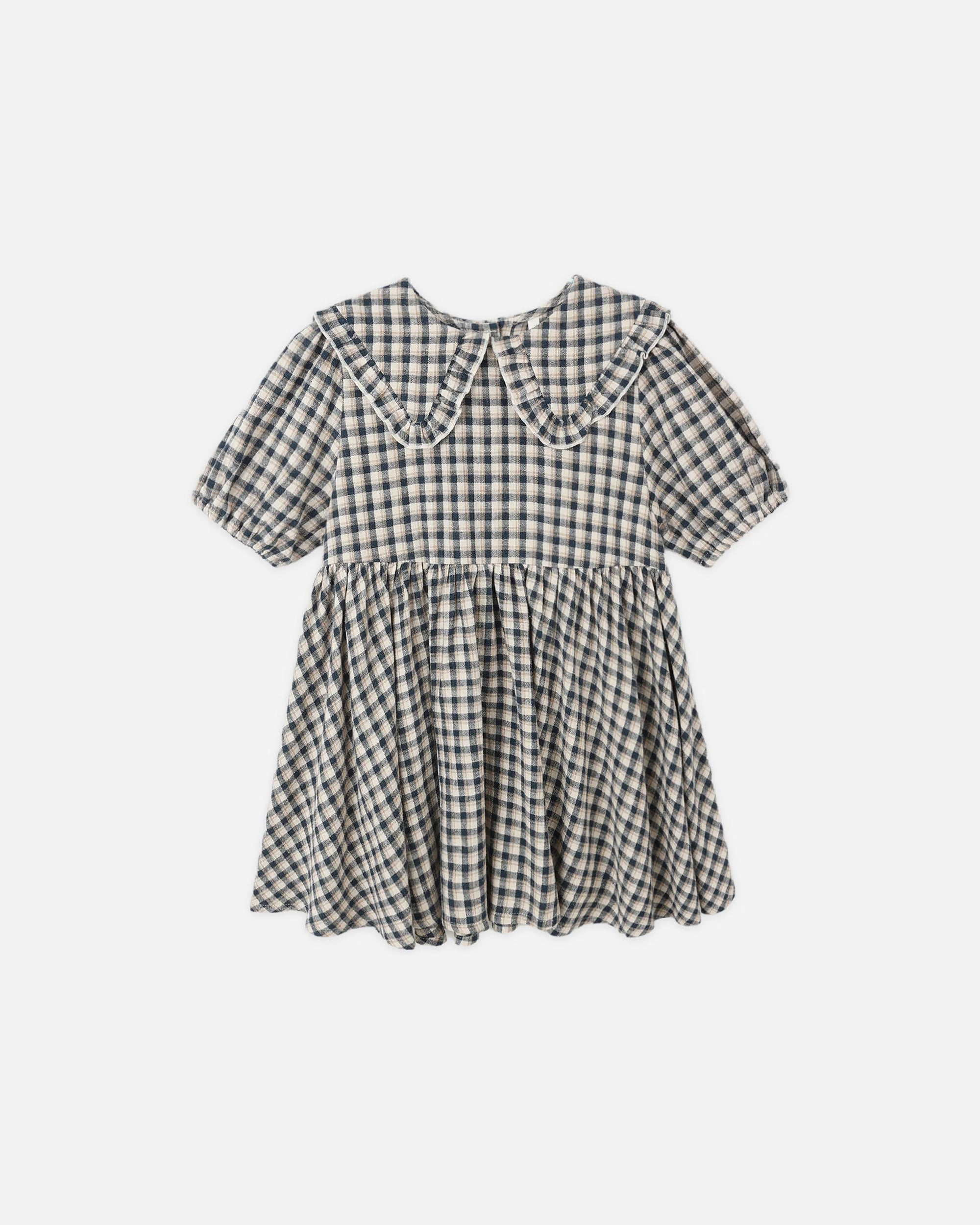 Rylee + Cru Camille Dress Navy Check