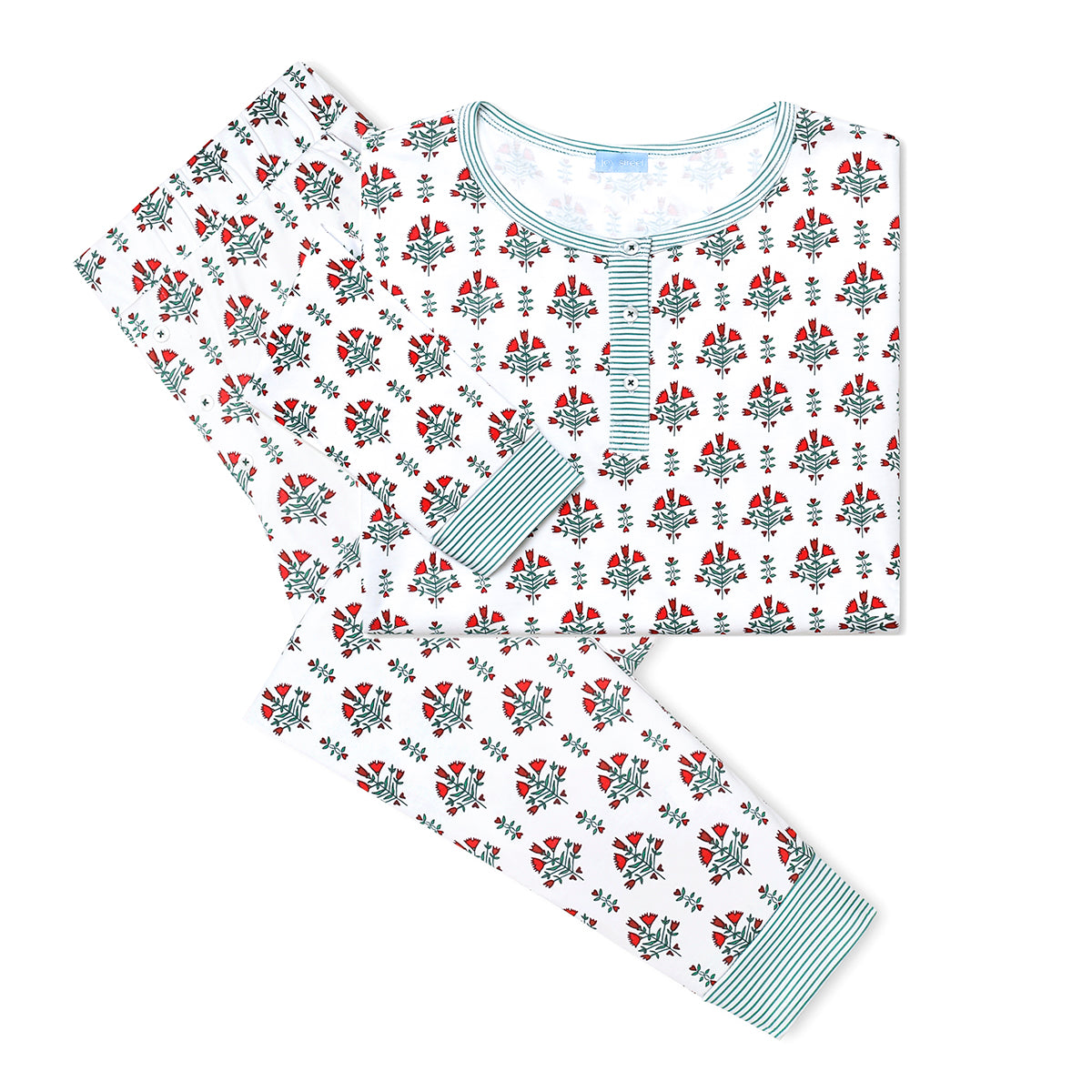 Poinsettia Block Women’s Henley Pajama Set