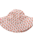 Pink Chicken Baby Girls Sun Hat in Pink Prairie Block Print