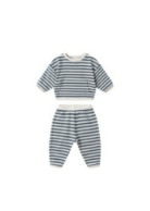 Quincy Mae Waffle Slouch Set Ocean Stripe