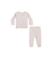 Quincy Mae Pointelle Long Sleeve Tee + Legging Lilac Ditsy