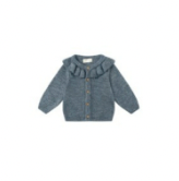 Quincy Mae Ruffle Collar Cardigan Ocean