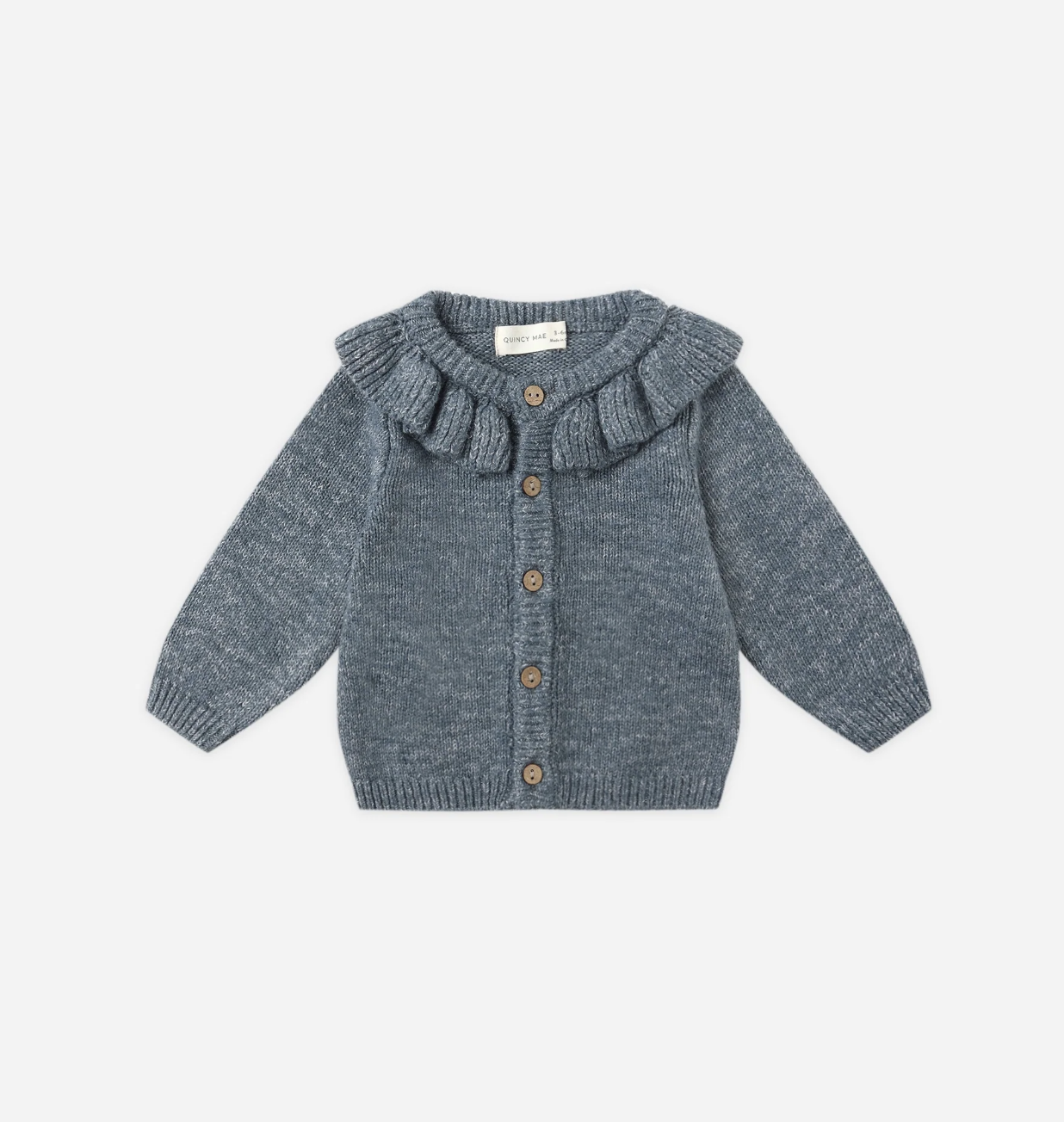 Quincy Mae Ruffle Collar Cardigan Ocean