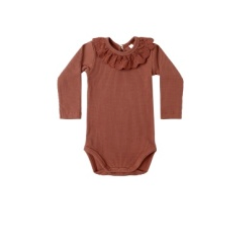 Quincy Mae Ruffle Collar Bodysuit in Cranberry