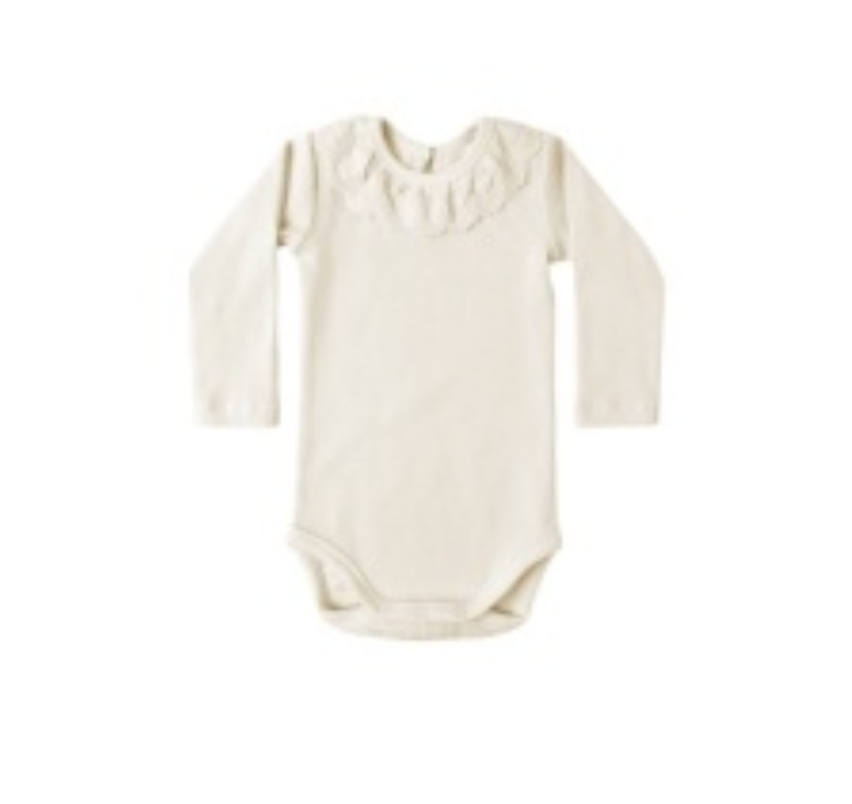 Quincy Mae Ruffle Collar Bodysuit in Natural