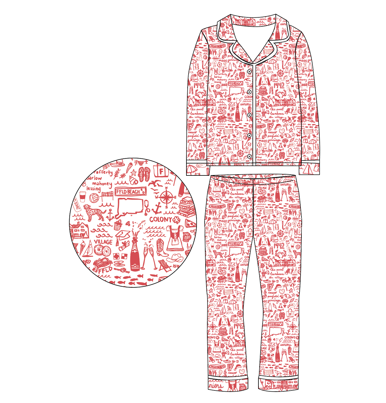 Fairfield Button Front Long Pajama Set