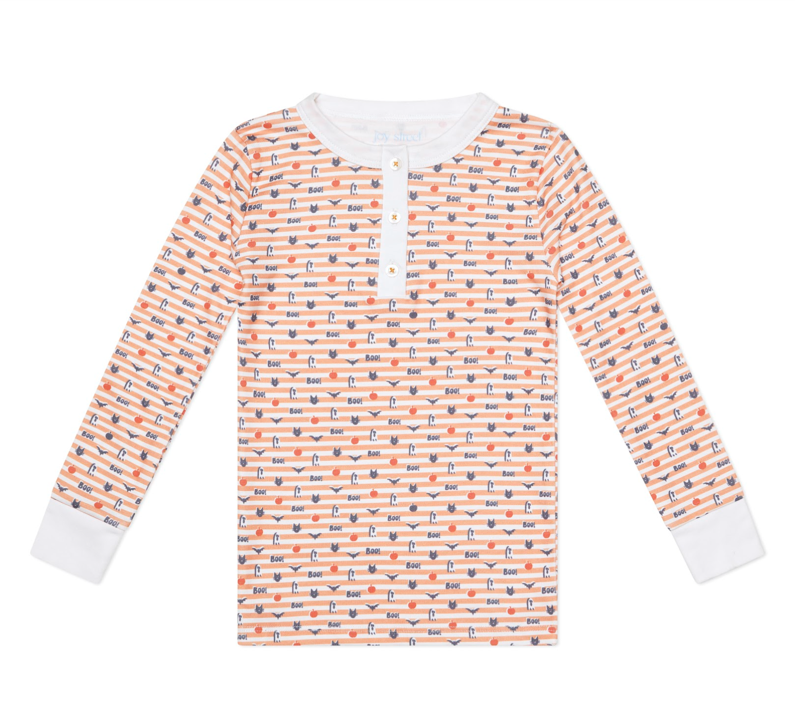 Pumpkin Stripe Halloween Two Piece Kids Henley Pajamas