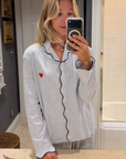Harbor Stripe Women's Button Front Long Pajama Set