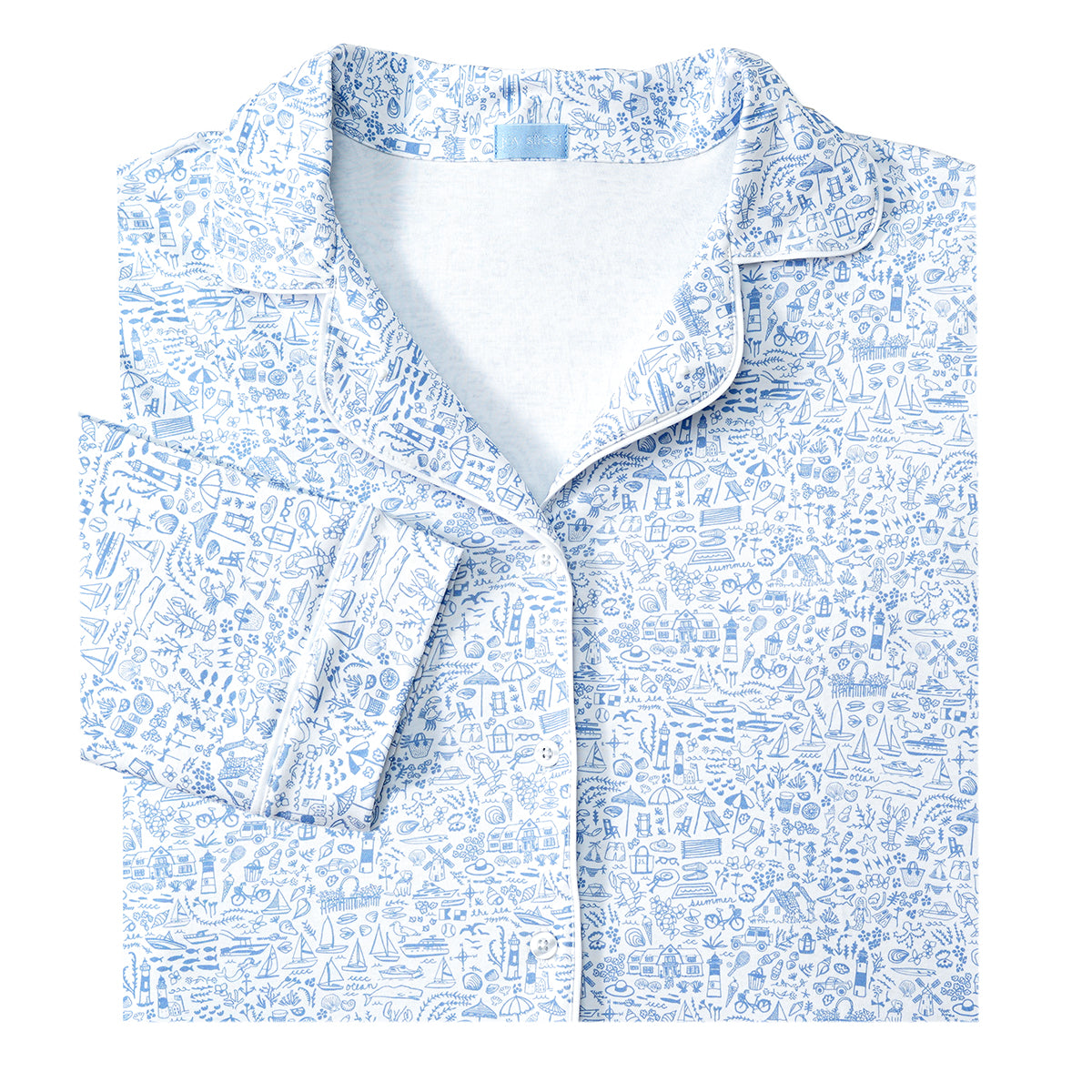 Seaside Women’s Button Front Long Pajama Set