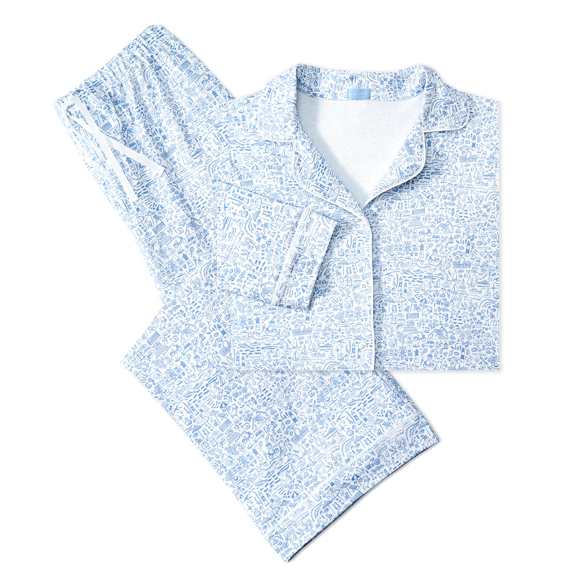 Seaside Women’s Button Front Long Pajama Set