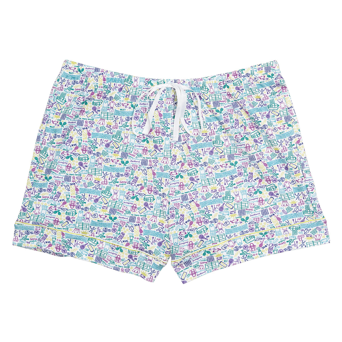 Joy Street Tennis Printed Womens Pajama PJ Button Down Short Set, Bottom