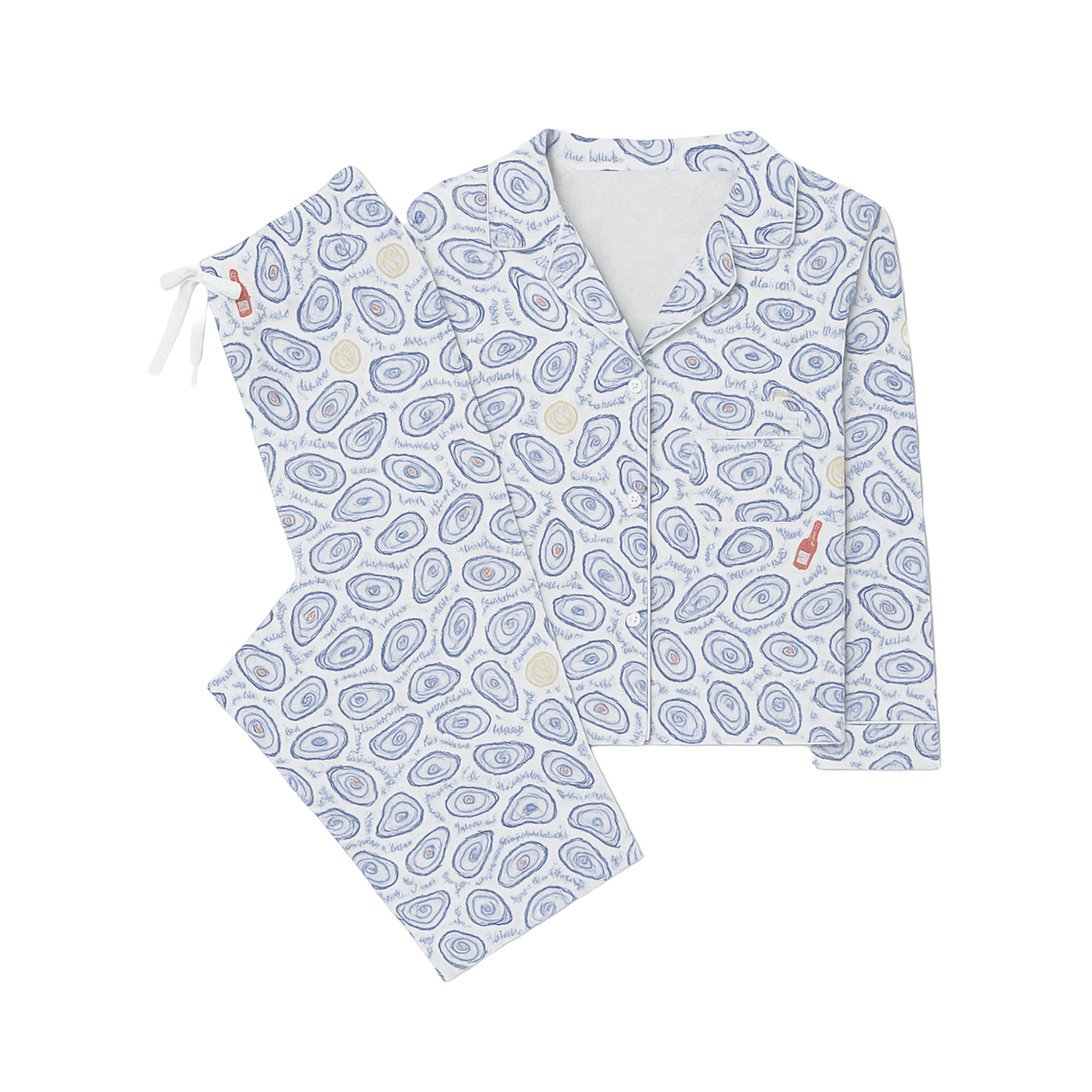 Oysters Women’s Button Front Long Pajama Set