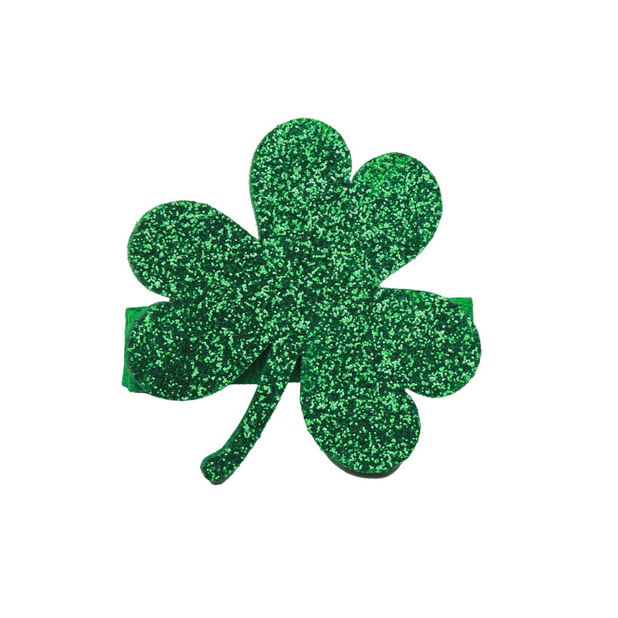 Glitter Shamrock Clip: Green