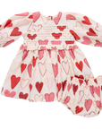 Pink Chicken Baby Girls Renee Dress Set in Gradient Hearts