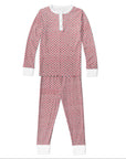 Christmas Heart Stripe Two Piece Henley Kids Pajamas