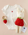 Teether Strawberry Red Cotton Crochet Rattle Baby Toy Summer: In Stock