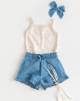 Organic Baby & Kids Callie Chambray Ruffle Waist Shorts