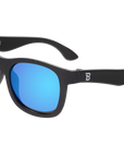 Jet Black Polarized Kid Sunglasses with Mirrored Lens