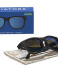 Jet Black Polarized Kid Sunglasses with Mirrored Lens