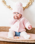 Blush Pink Garter Stitch Baby Cardigan Sweater
