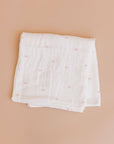 Muslin Swaddle Pink Bow Baby Shower Girl Organic Cotton Gift: Pink