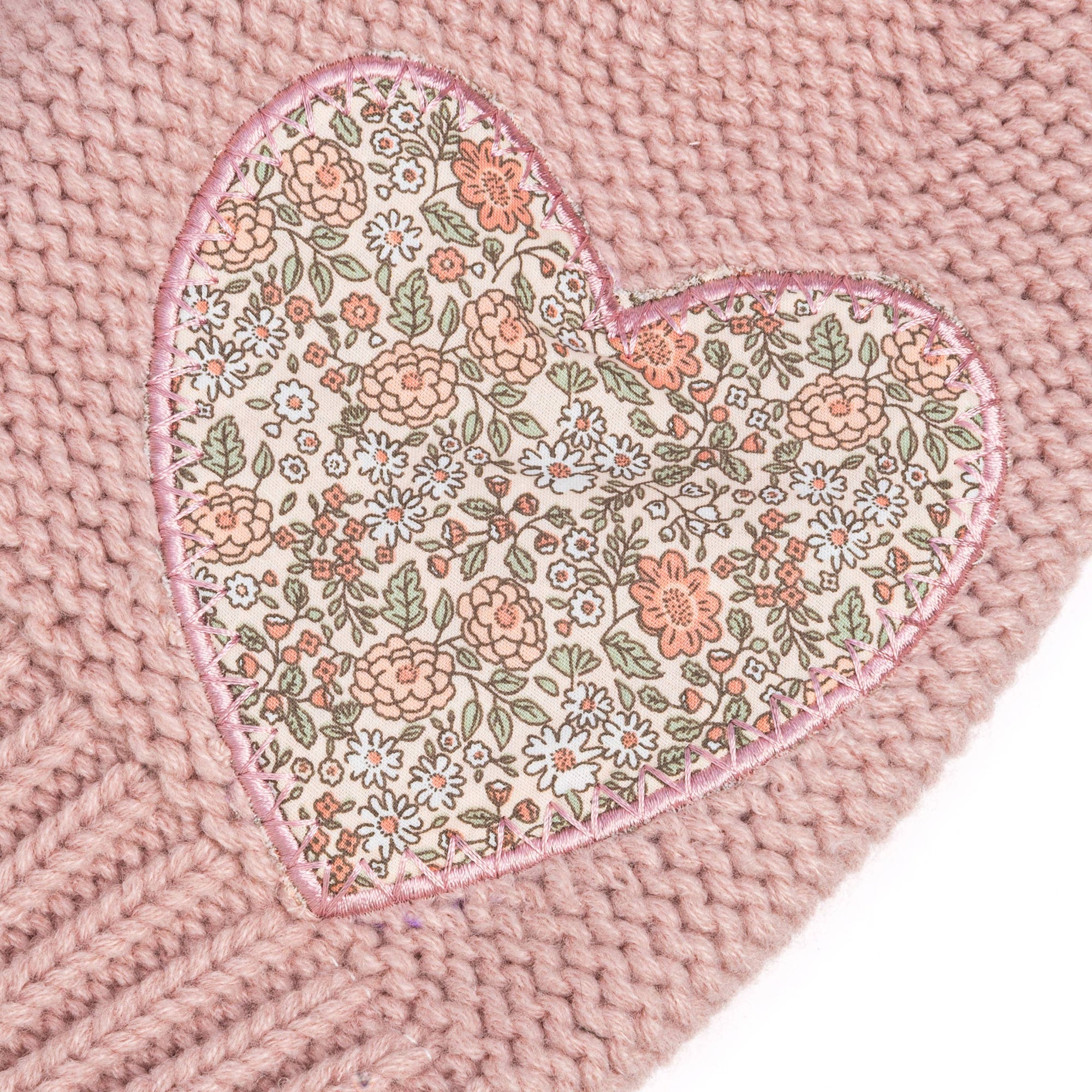 Girls Knit Heart Beanie Light Pink
