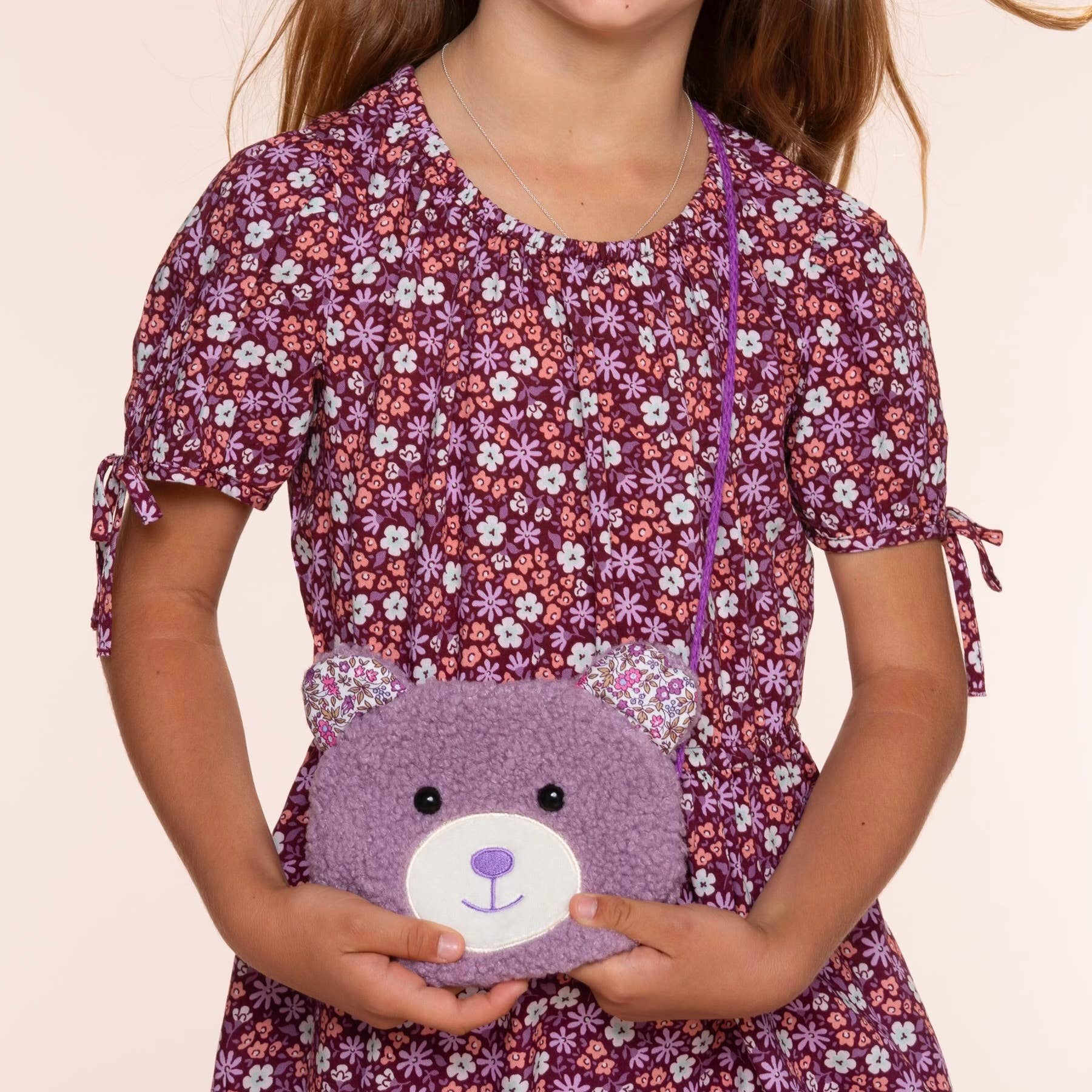 Cute Teddy Bear Purse for Girls from 3 to 10: Purple
