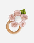 Teether Flower Pink Cotton Crochet Rattle Baby Toy Spring : In Stock