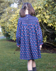 Girls' Smocked Long Sleeves Dress | Red and Navy