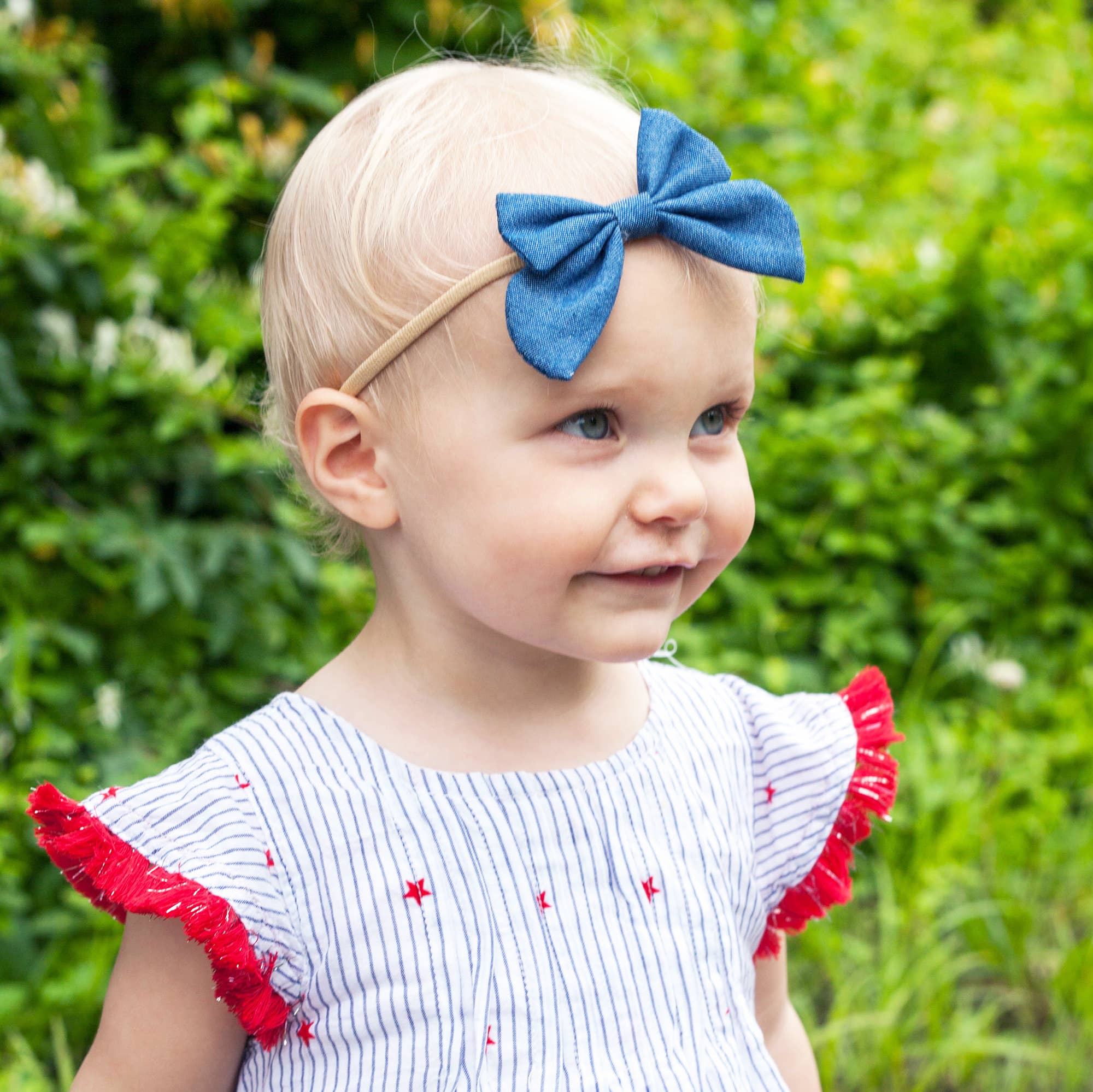 Denim Bow Headband, Baby Girl,Infant Girl Bow Hair Accessory: Butterfly
