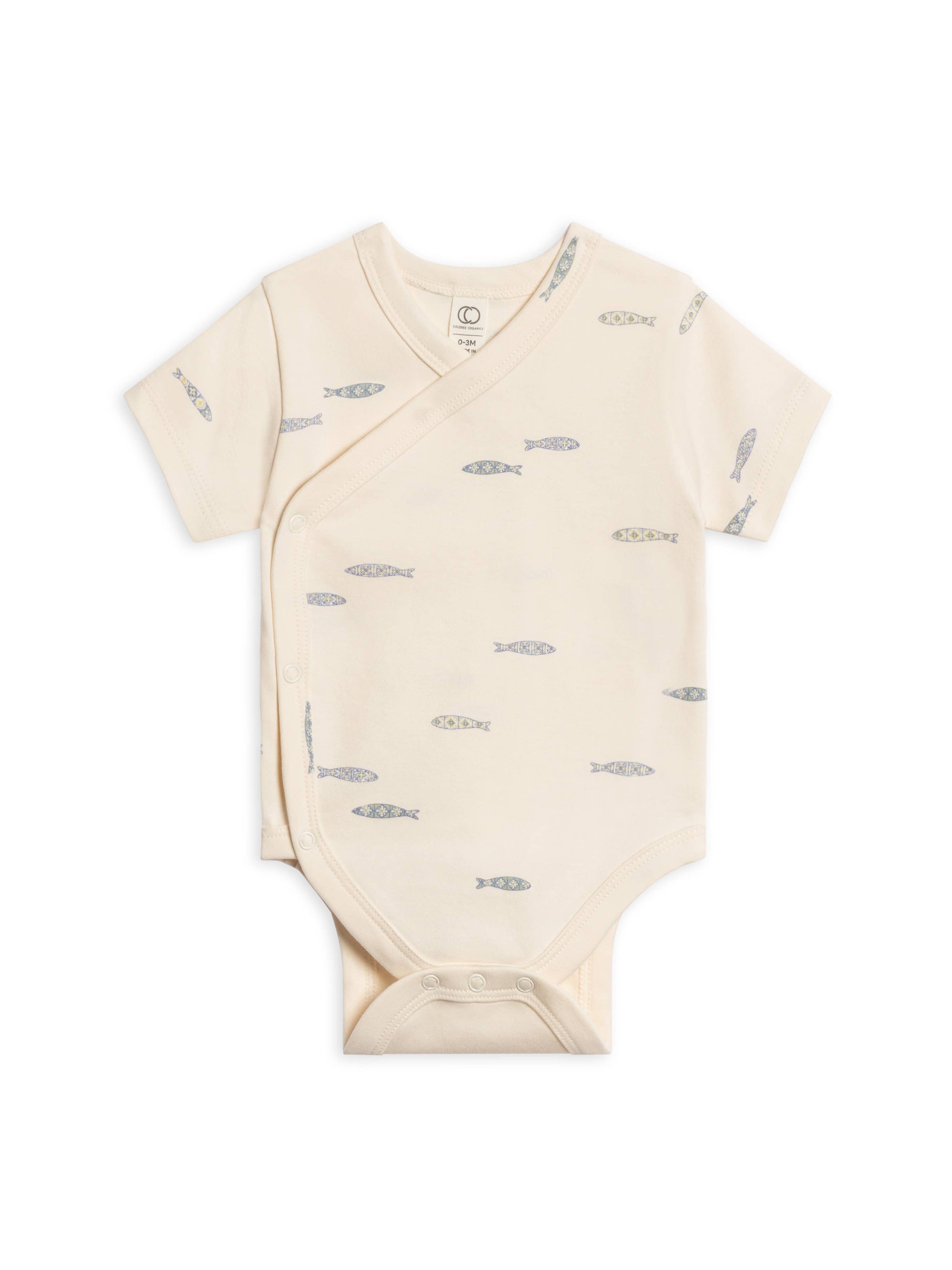 Lark Short Sleeve Kimono Bodysuit - Fish / Marino + Rain